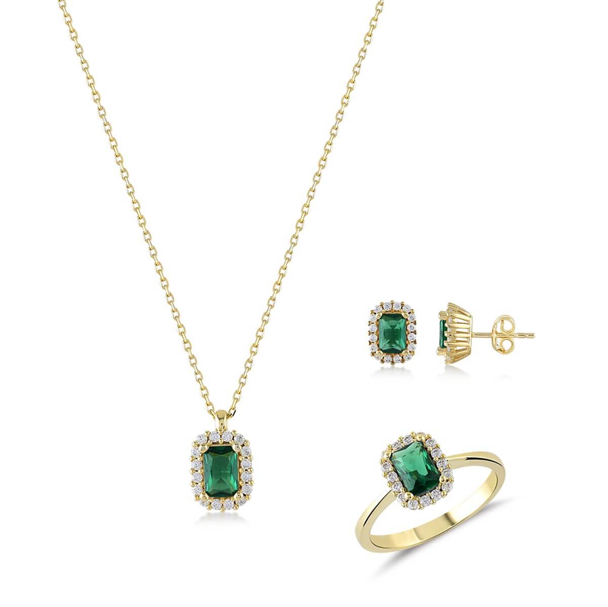 Baget Tektaşlı Gümüş Fantezi Set