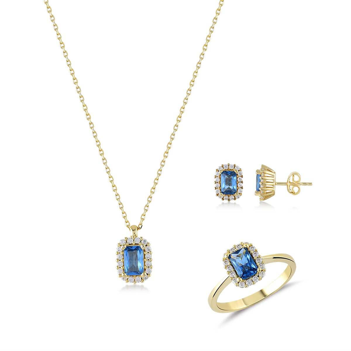 Baget Tektaşlı Gümüş Fantezi Set