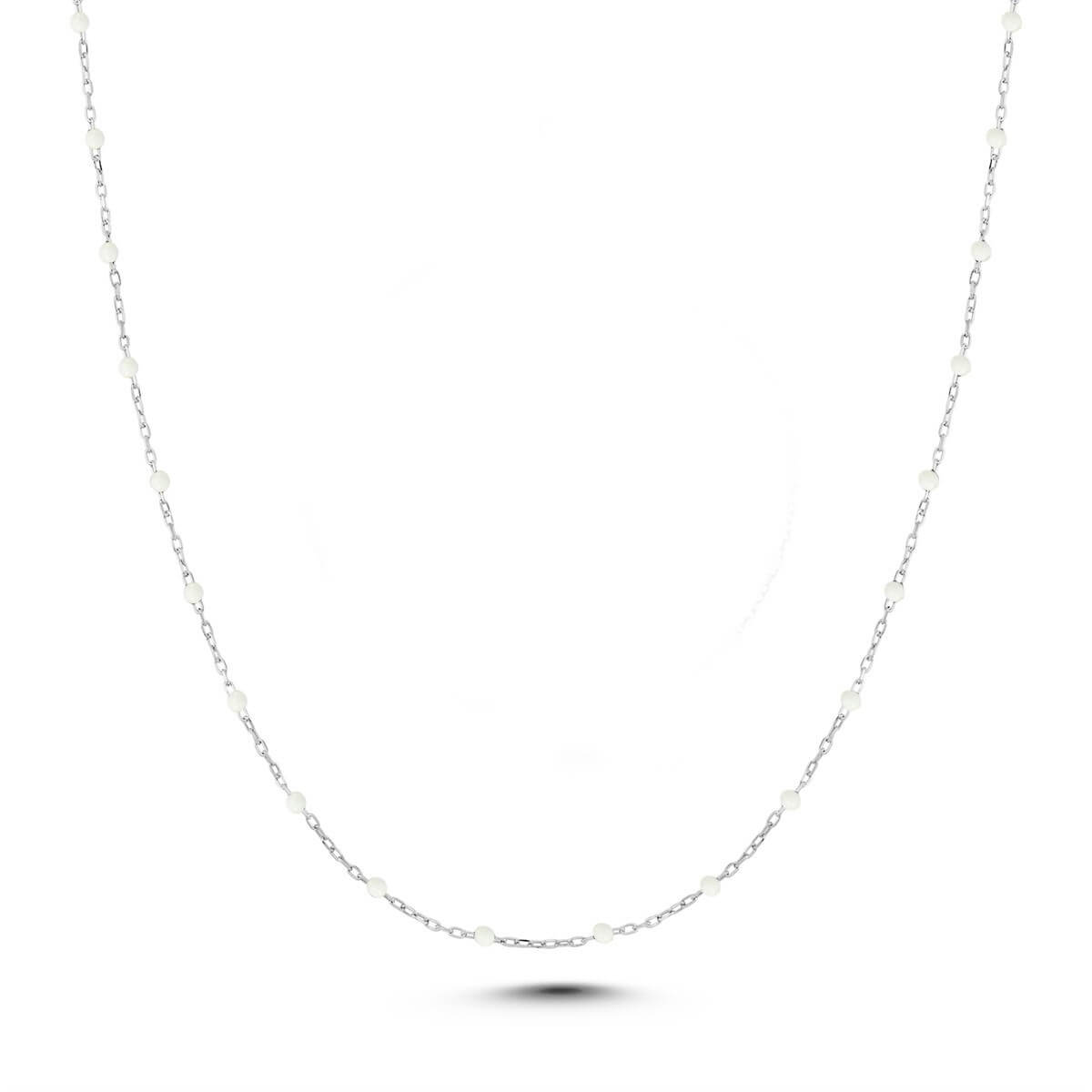 Beyaz Mineli Gümüş Kolye