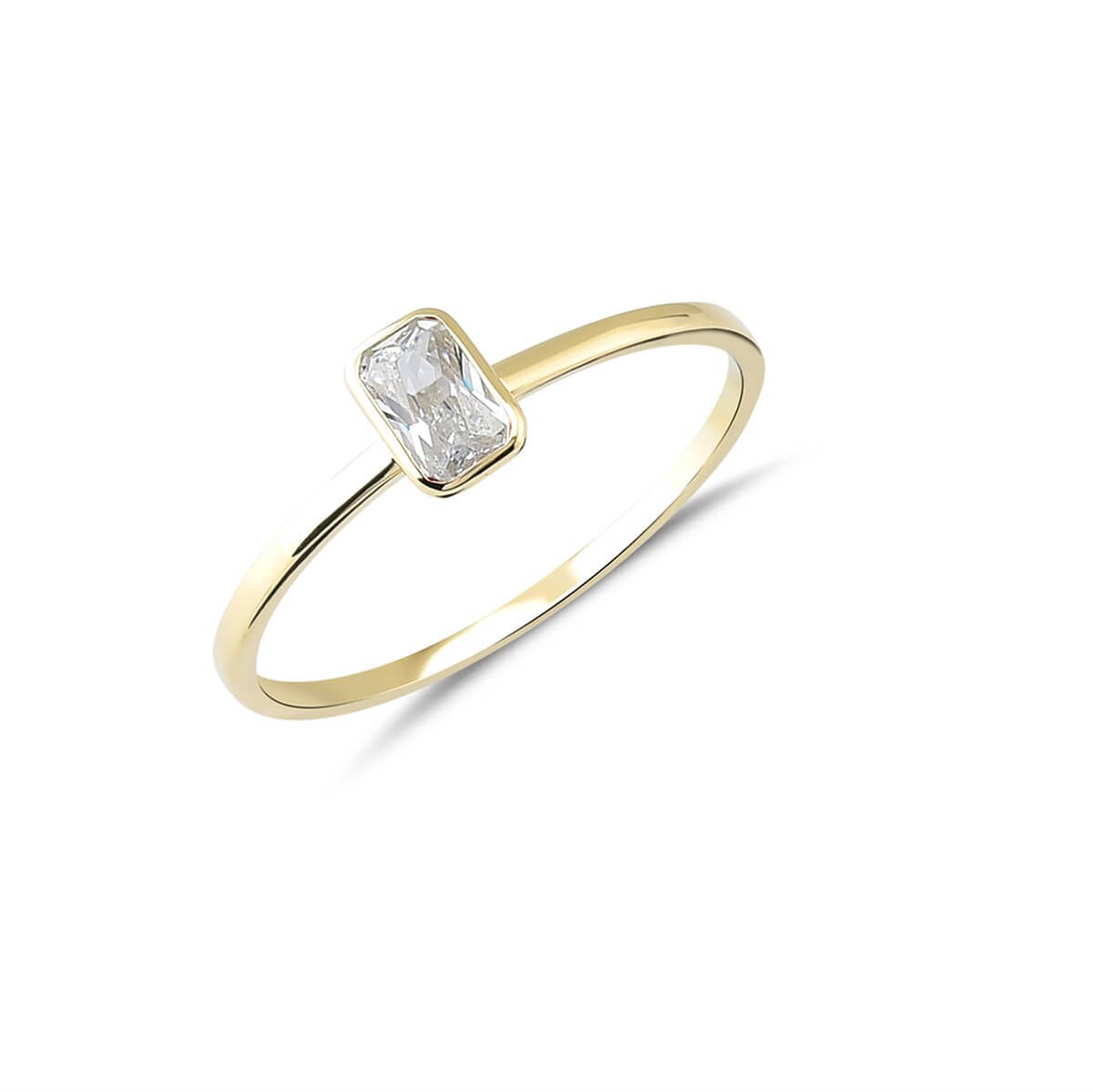 Beyaz Taşlı Altın Tektaş Yüzük YZA 105 01 05 00