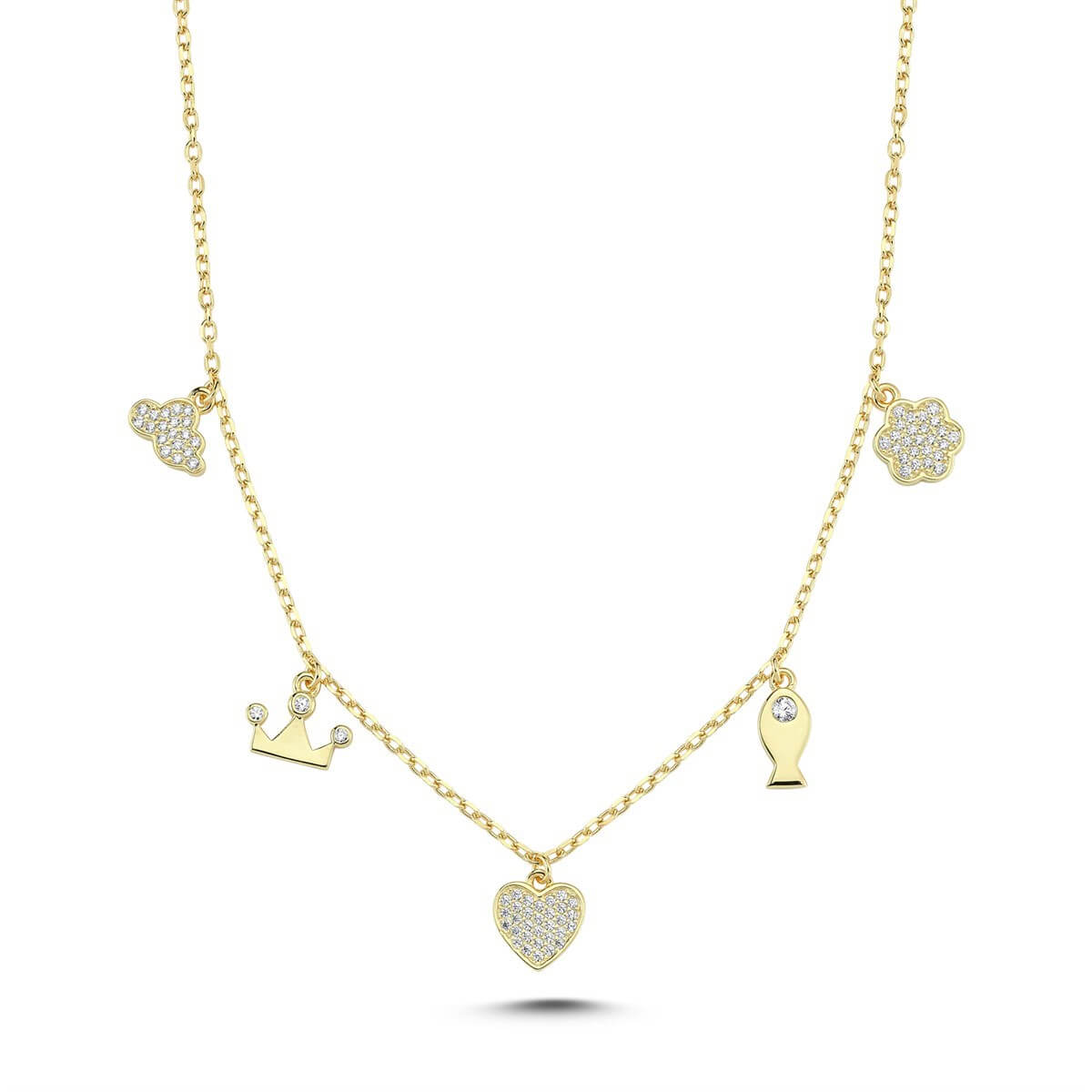 Charm Gümüş Taşlı Kolye
