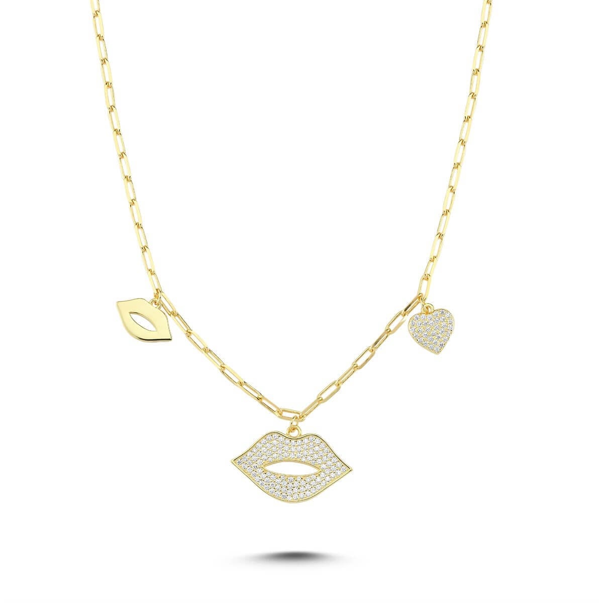 Charm Gümüş Taşlı Kolye