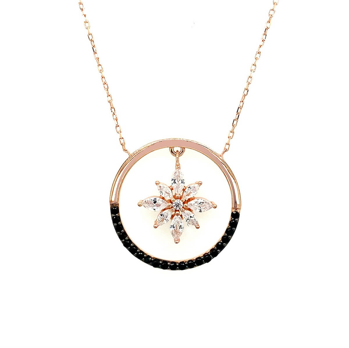 Çiçek Figürlü Gümüş Kolye