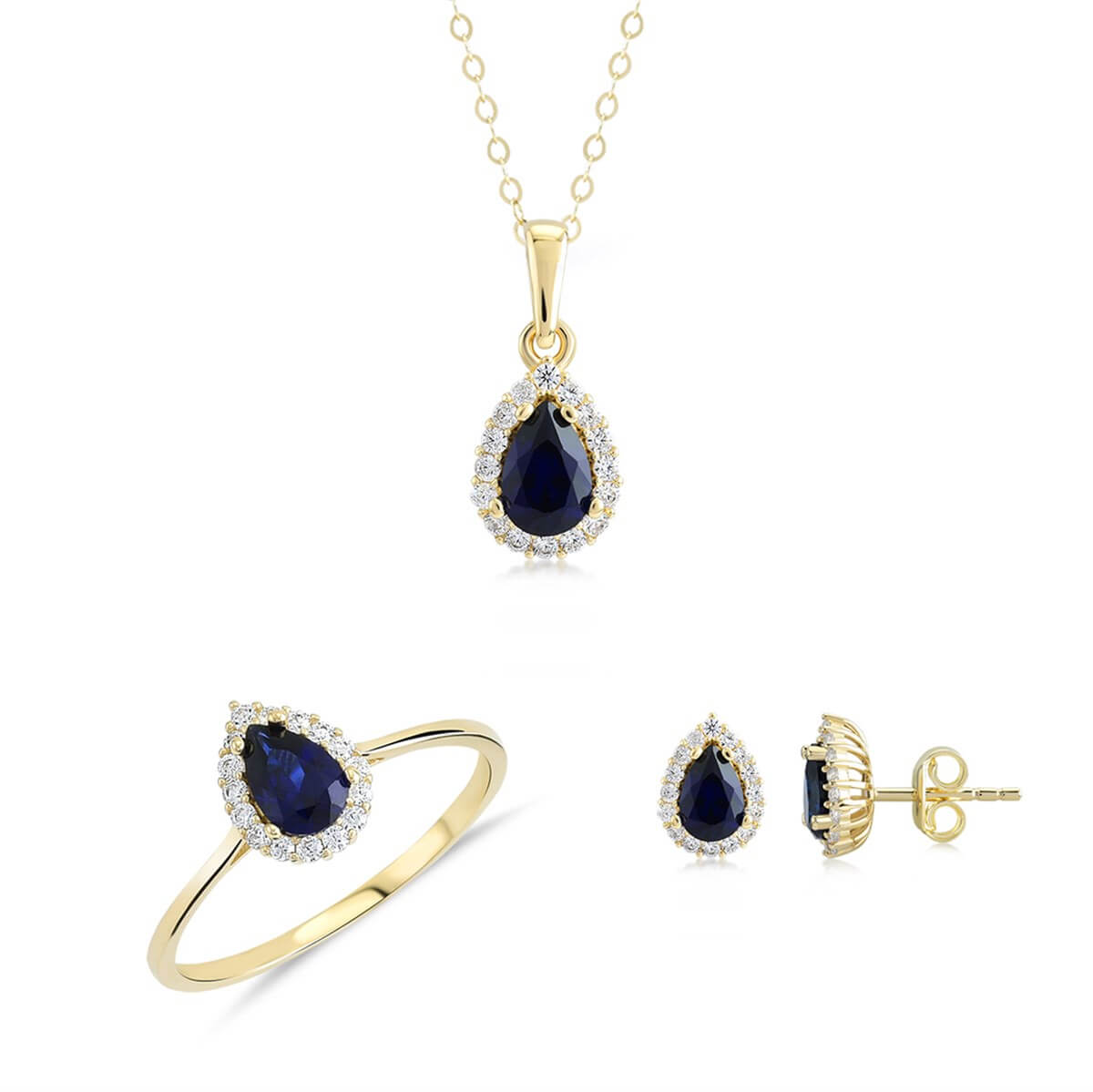Damla Taşlı Altın Fantezi Set
