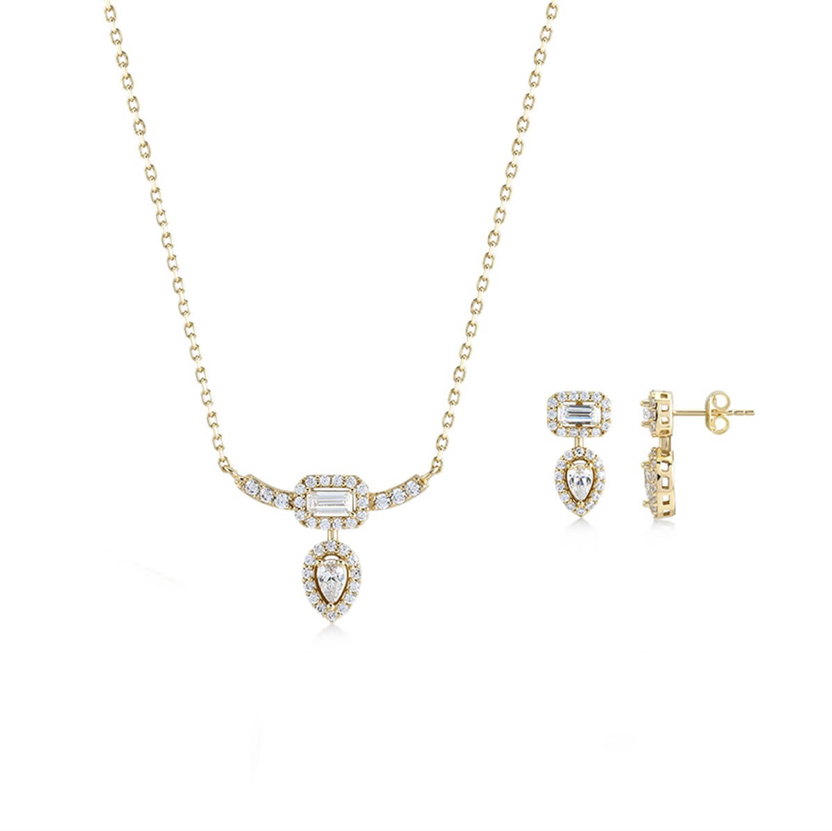 Damla Taşlı Gümüş Fantezi Set