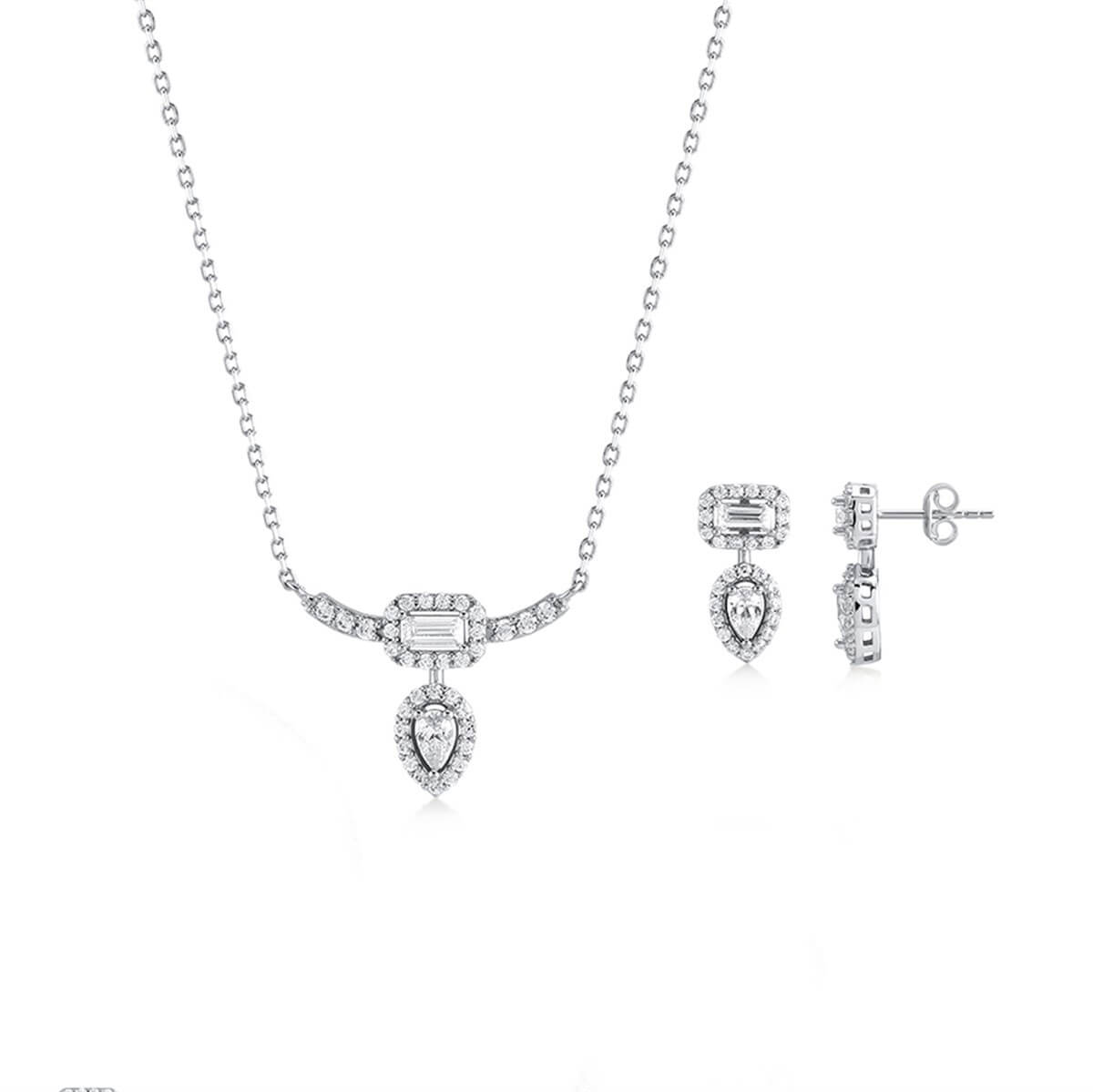 Damla Taşlı Gümüş Fantezi Set