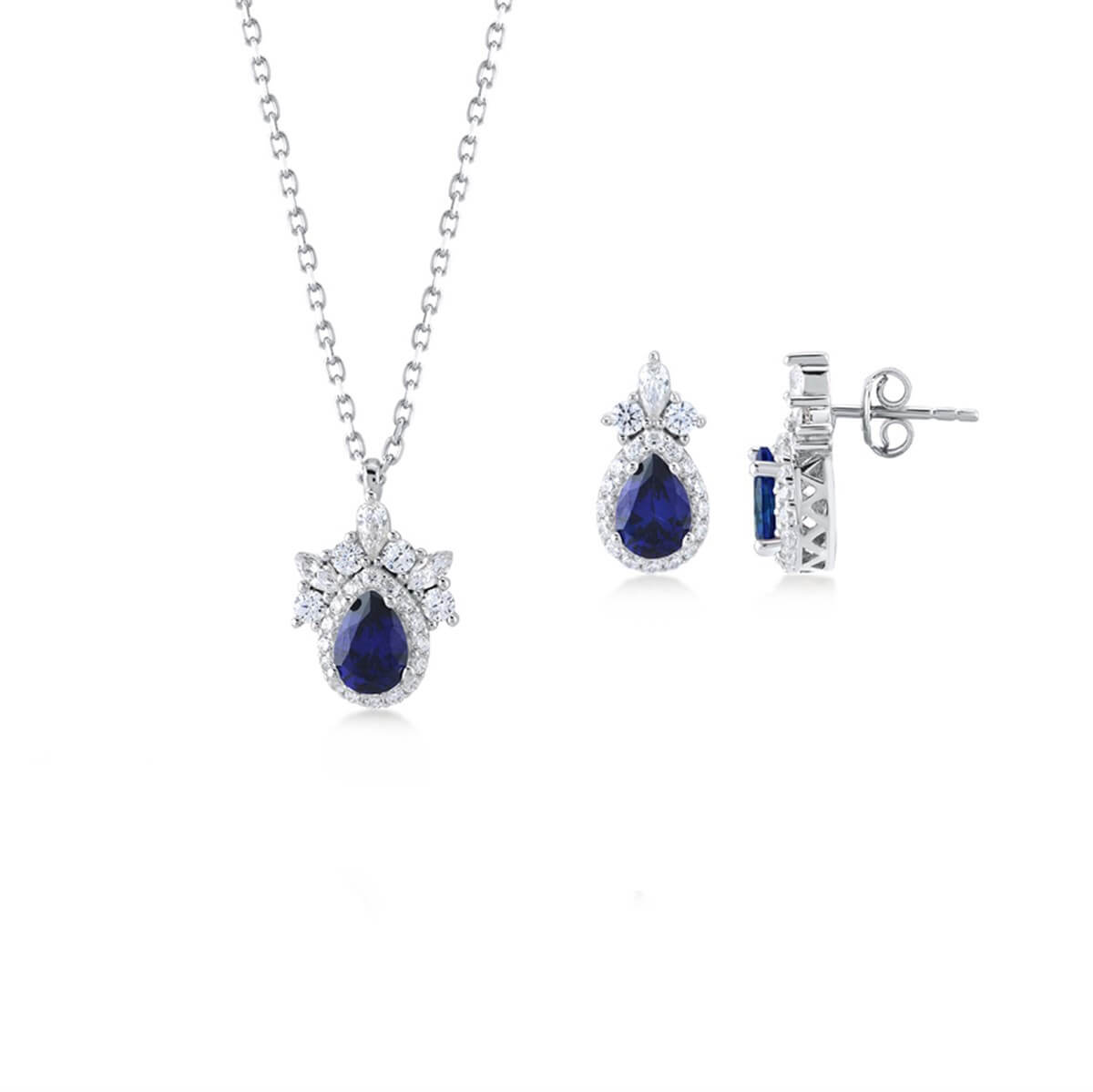 Damla Taşlı Gümüş Fantezi Set