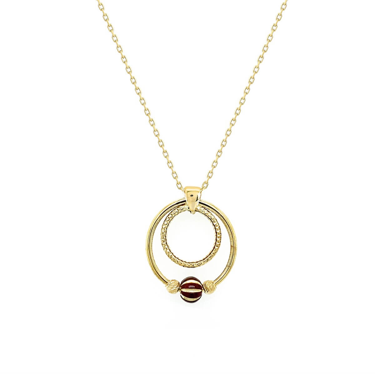 Dorika Toplu Renkli Taşlı Halka Altın Kolye KLA 210 01 08 00