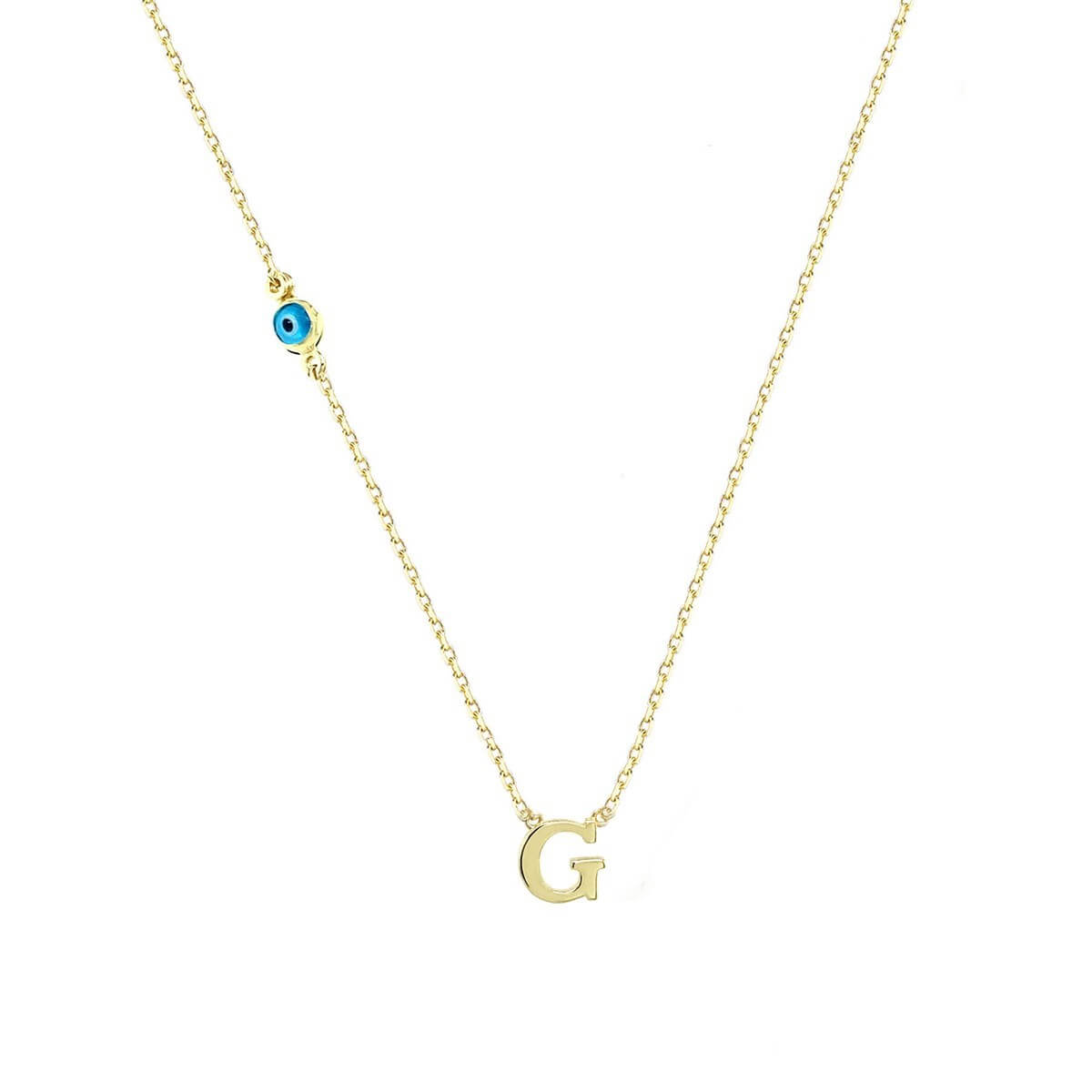 G Harfli Nazar Boncuklu Altın Kolye KLA 209 01 00 0G
