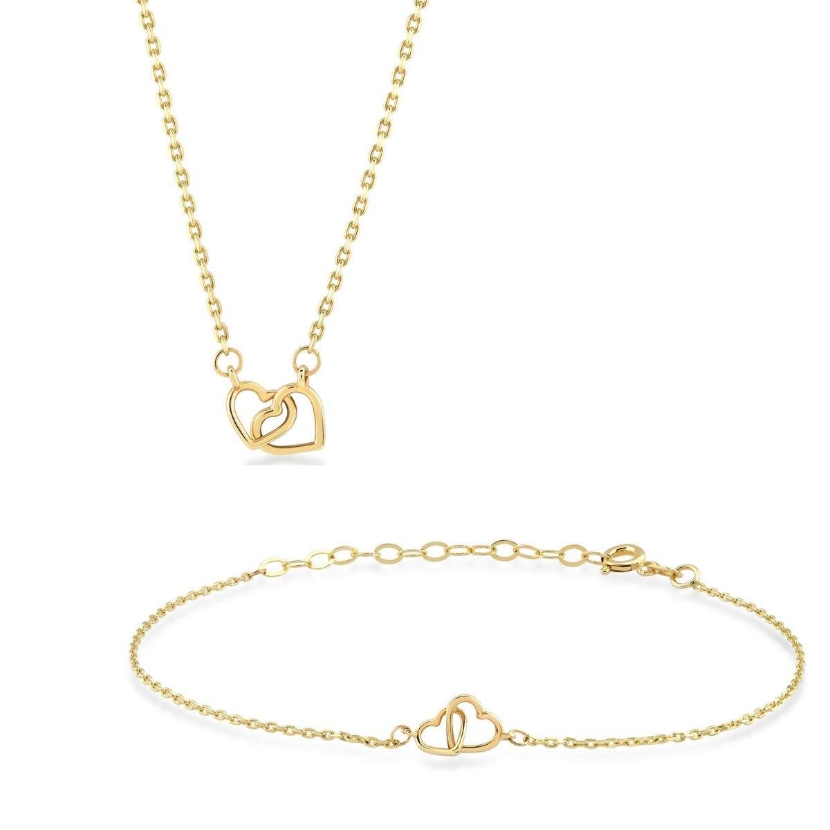 İkili Kalp Altın Takı Seti