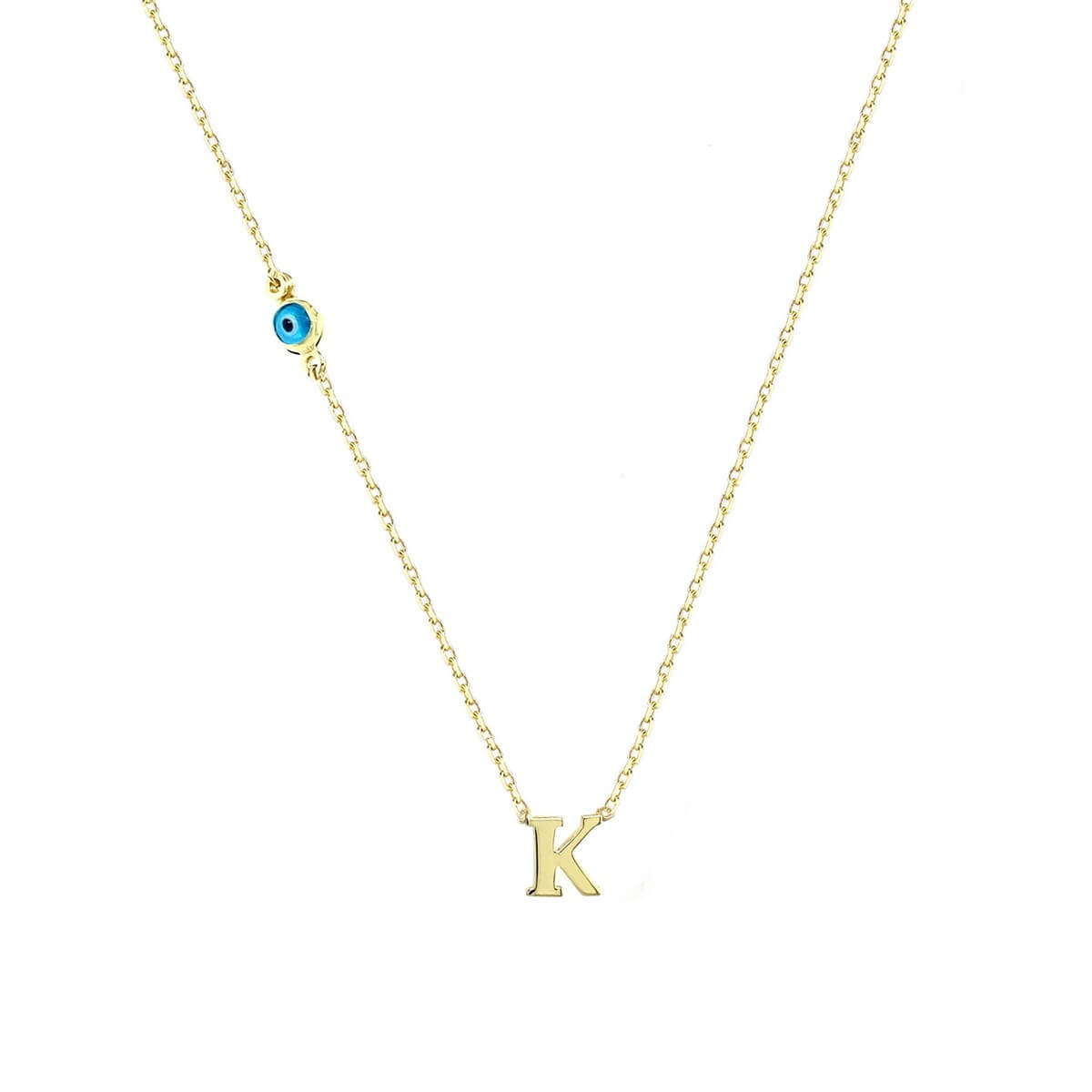K Harfli Nazar Boncuklu Altın Kolye KLA 209 01 00 0K