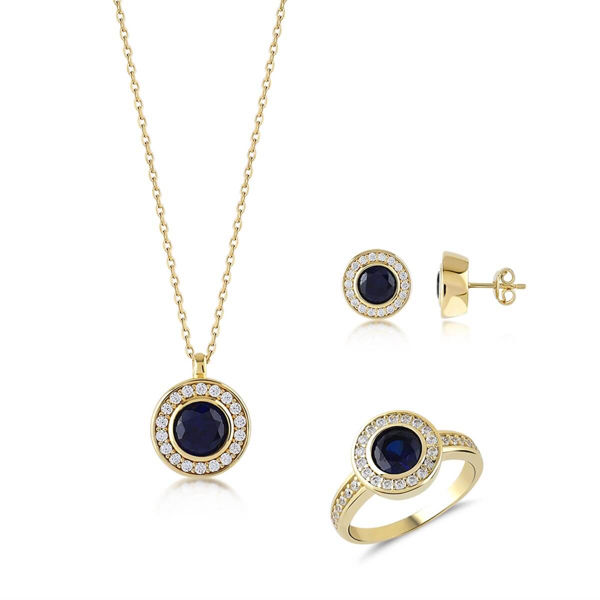 Kenar Taşlı Gümüş Fantezi Set