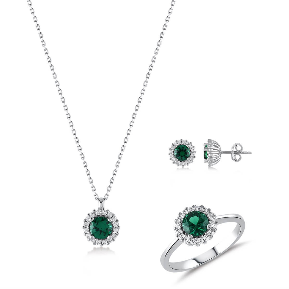 Kenar Taşlı Gümüş Fantezi Set