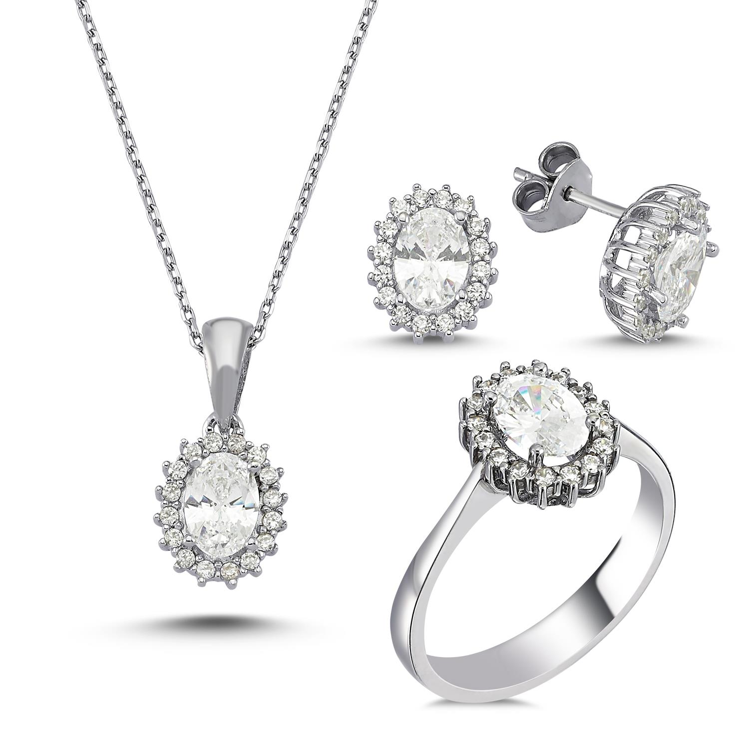 Kenar Taşlı Gümüş Set 