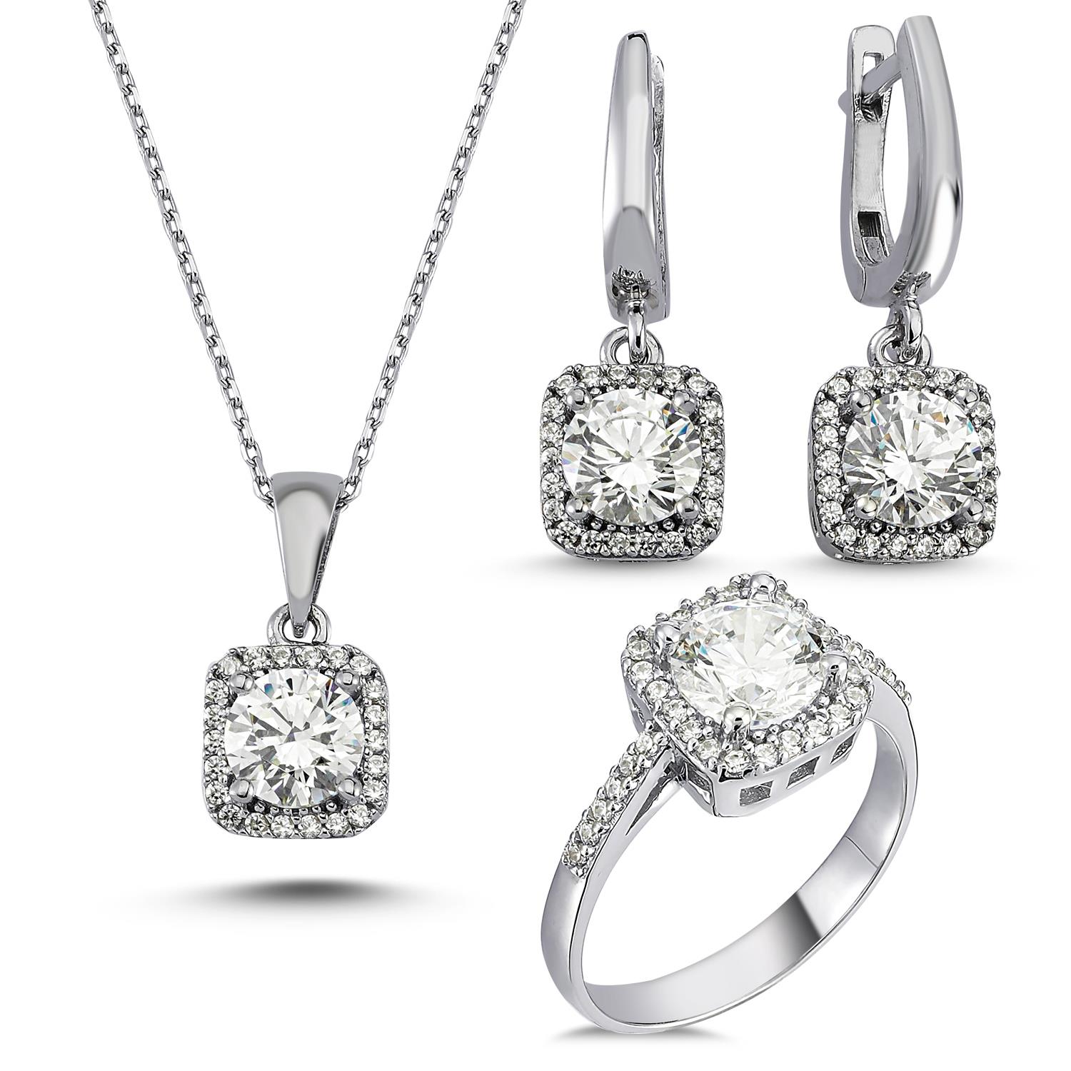 Kenar Taşlı Gümüş Set 