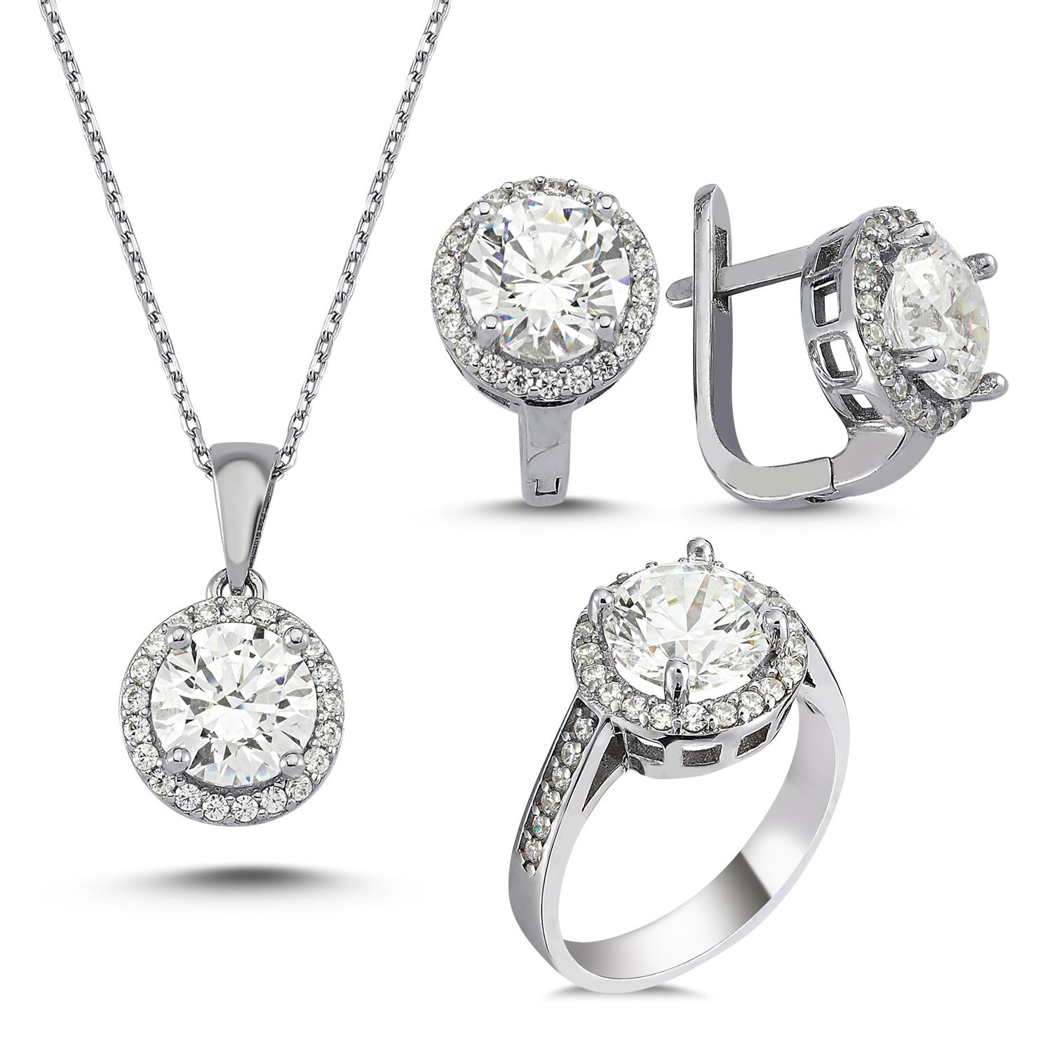 Kenar Taşlı Gümüş Set 