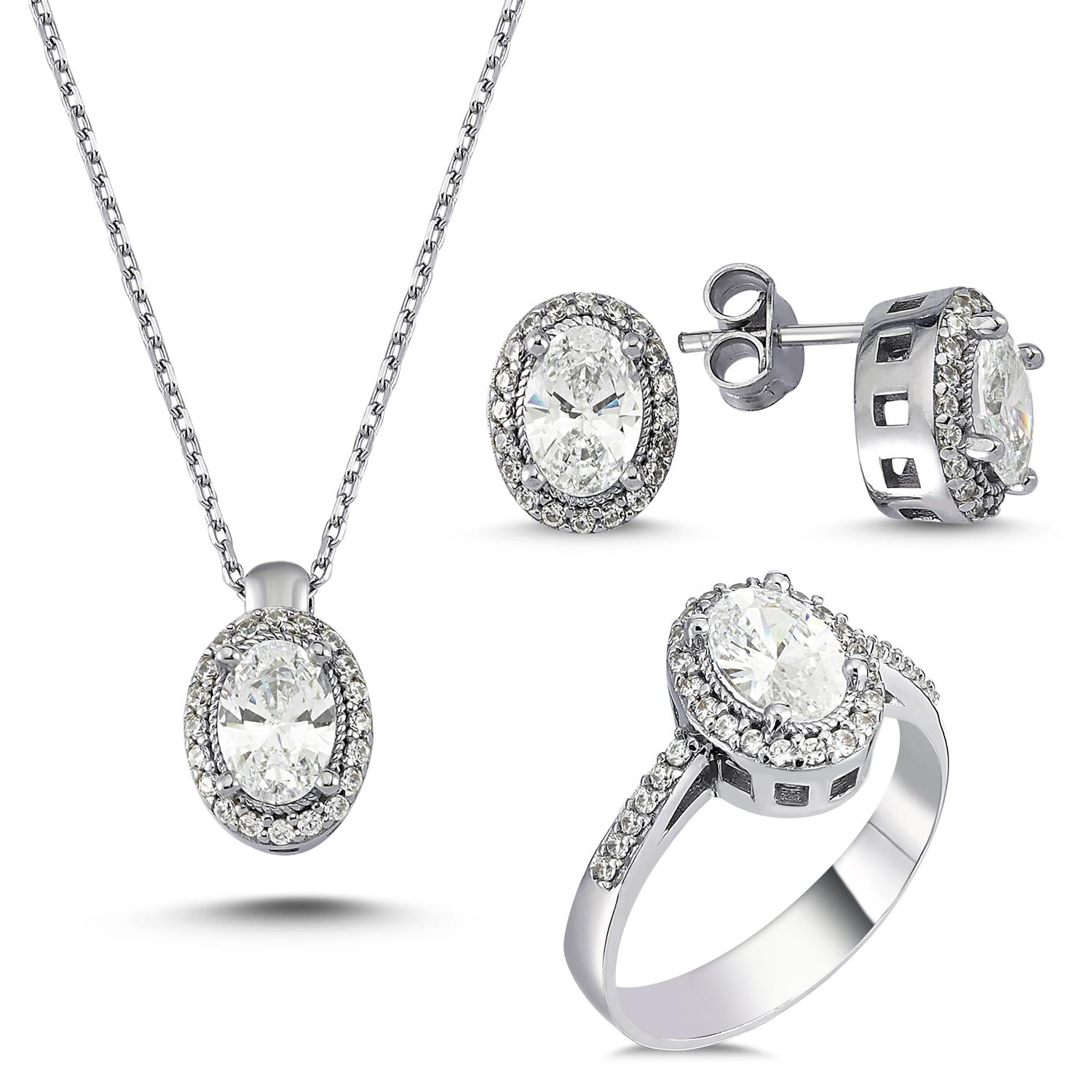 Kenar Taşlı Gümüş Set 