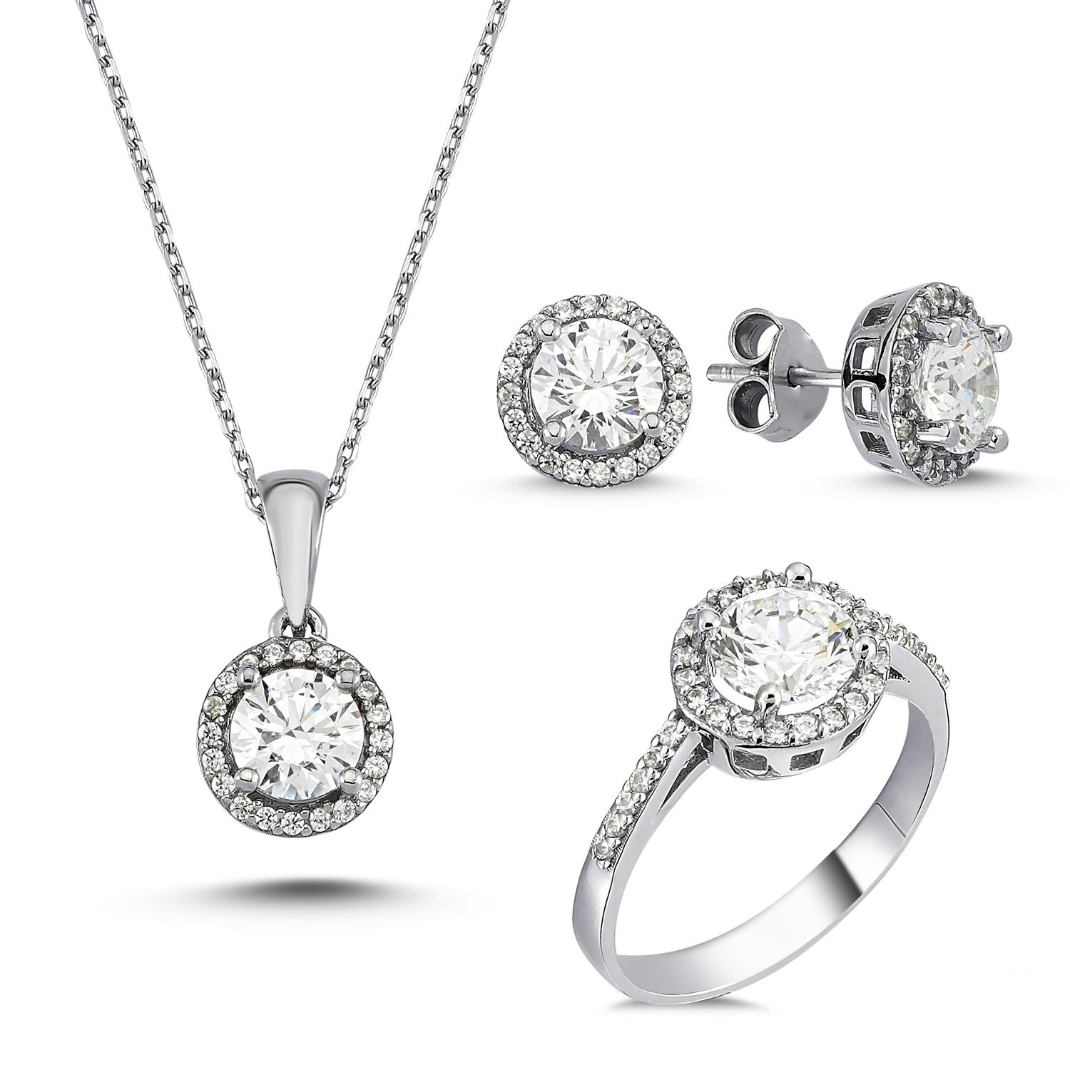 Kenar Taşlı Gümüş Set 