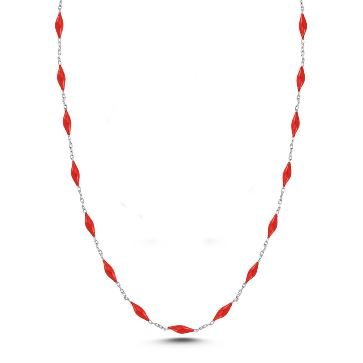 Kırmızı Mineli Gümüş Kolye