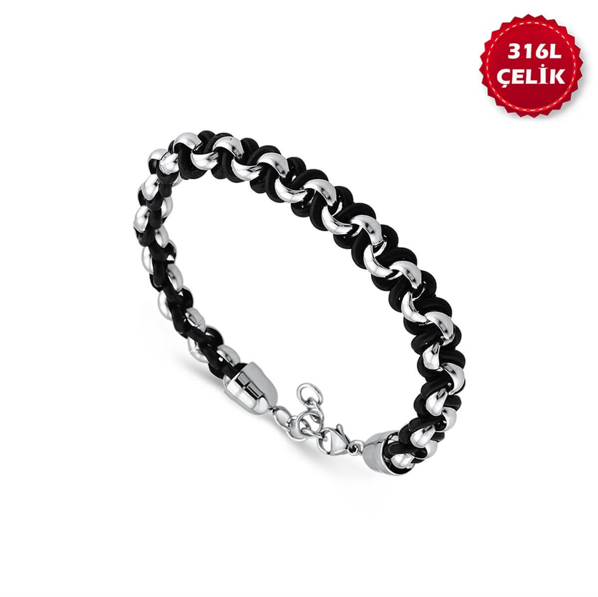 Modern Tasarım Koyu Kahve Erkek Çelik Deri Bileklik BLC 105 18 00 00