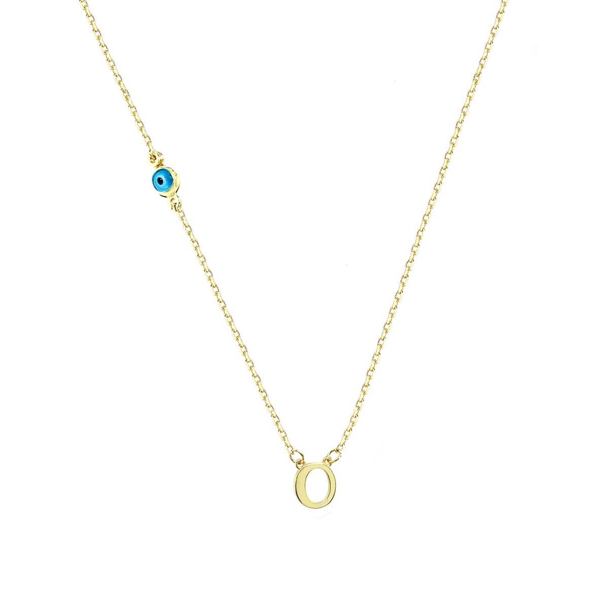 O Harfli Nazar Boncuklu Altın Kolye KLA 209 01 00 0O