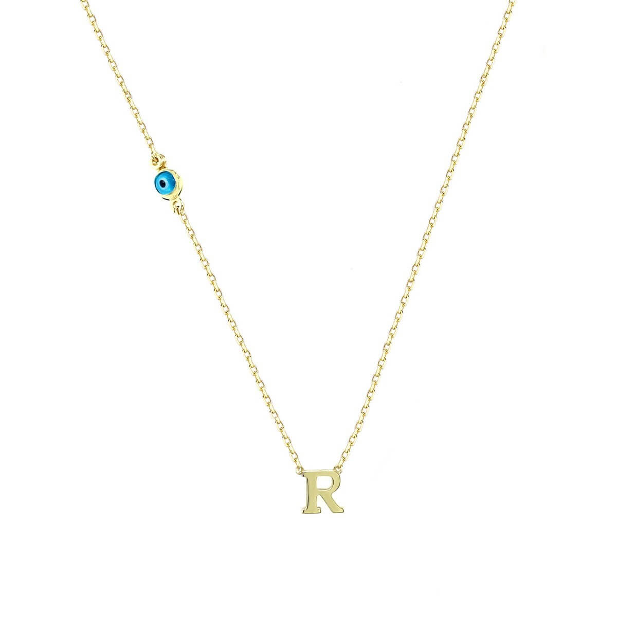 R Harfli Nazar Boncuklu Altın Kolye KLA 209 01 00 0R