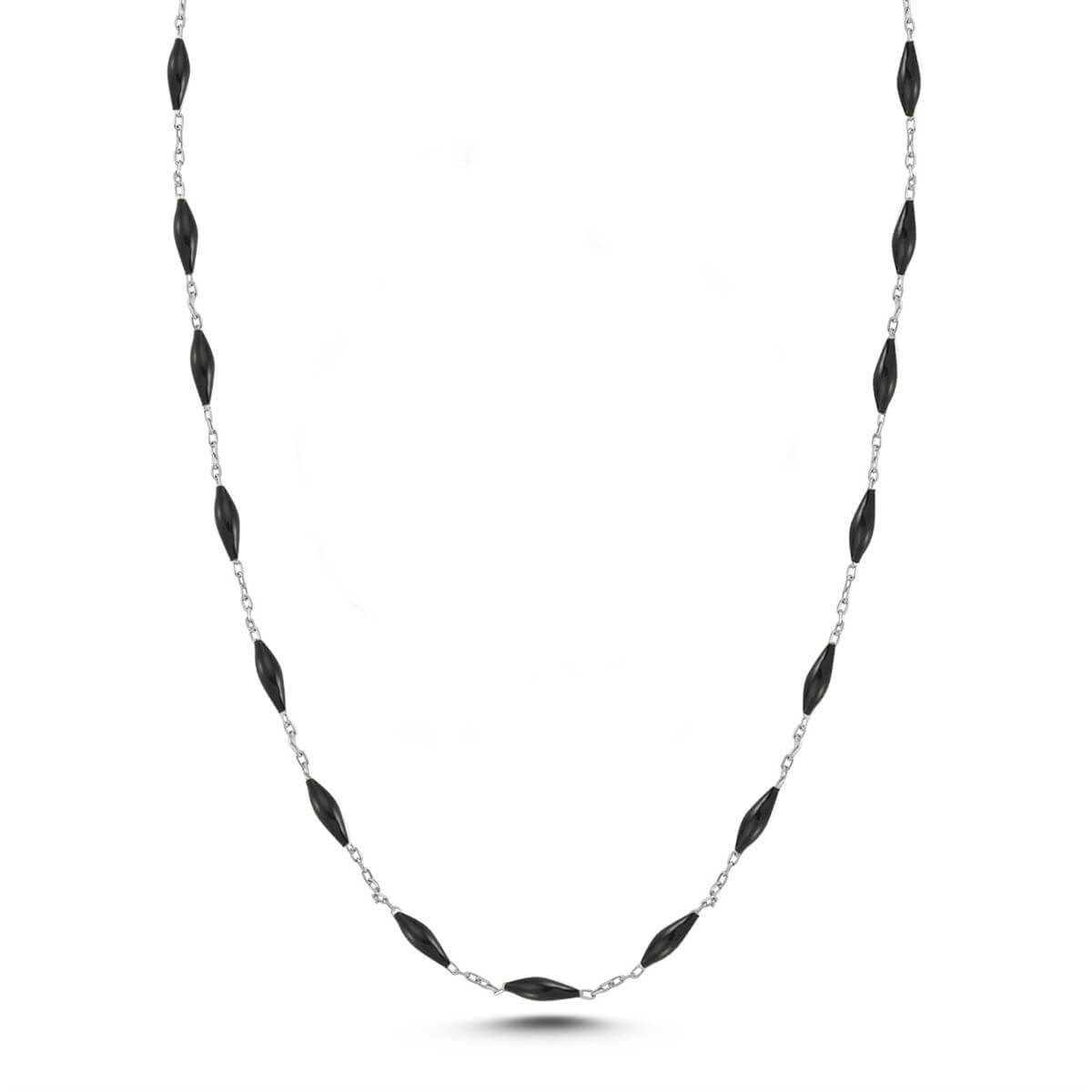 Siyah Mineli Gümüş Kolye