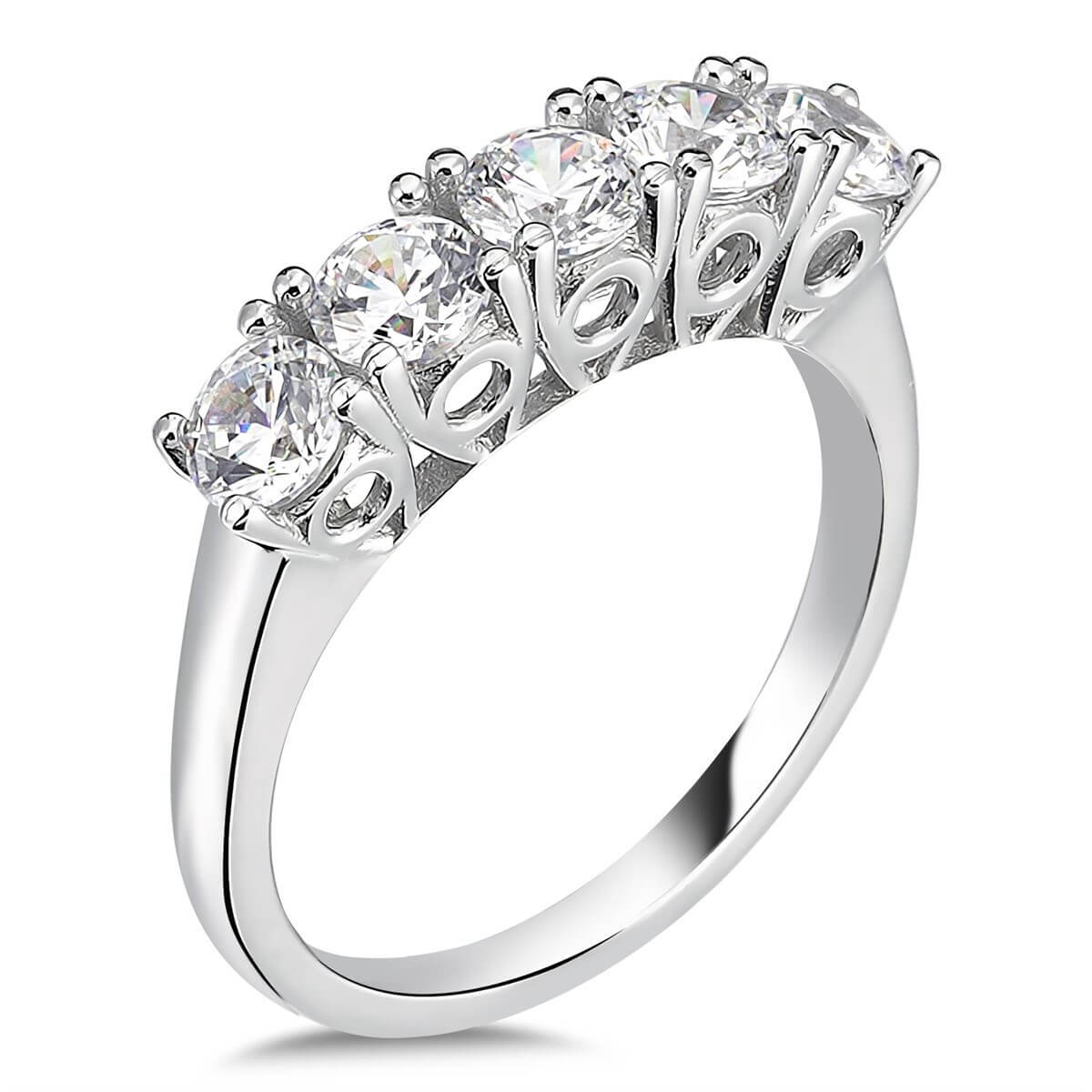 Swarovski Zirkon Taşlı  Gümüş Beştaş Yüzük