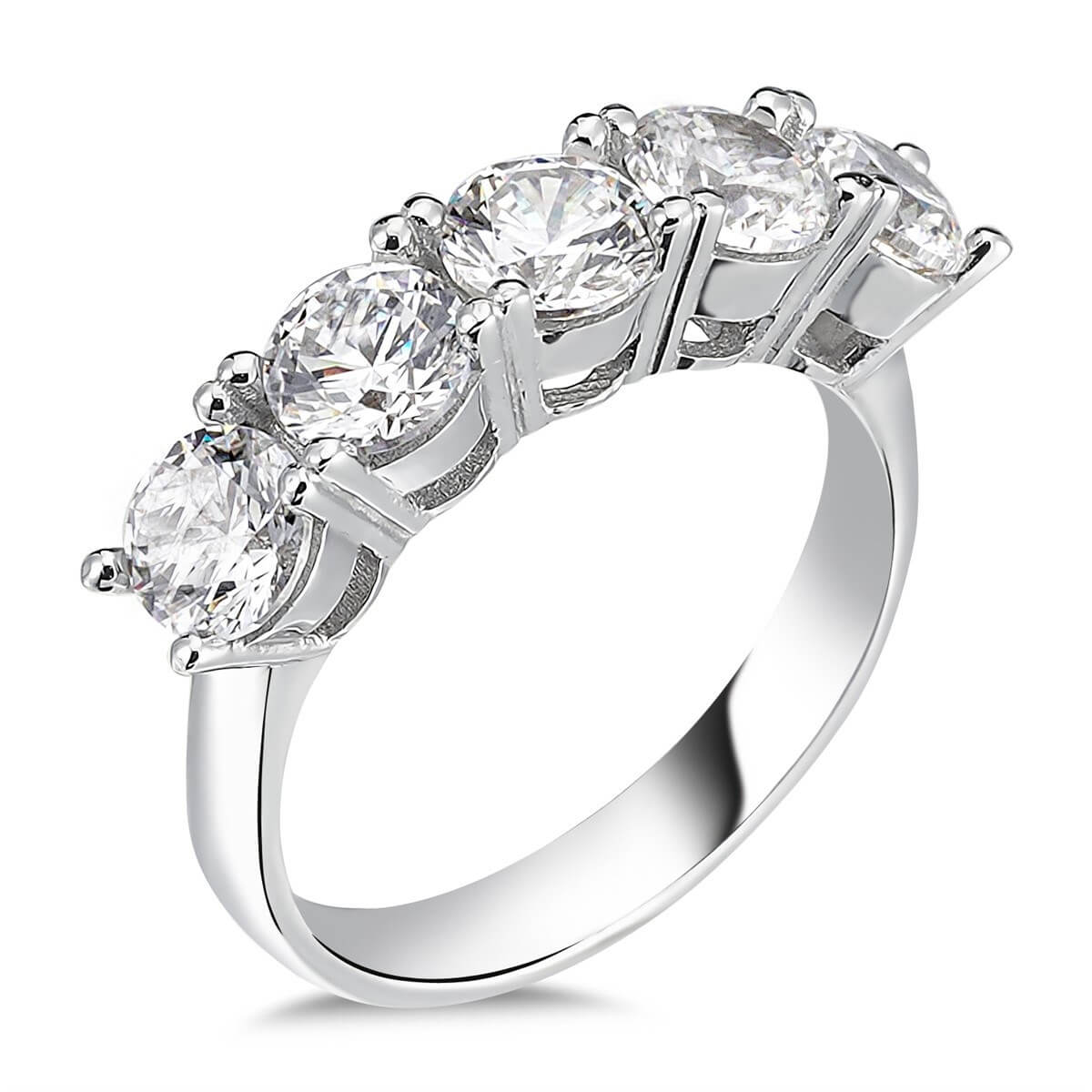 Swarovski Zirkon Taşlı  Gümüş Beştaş Yüzük