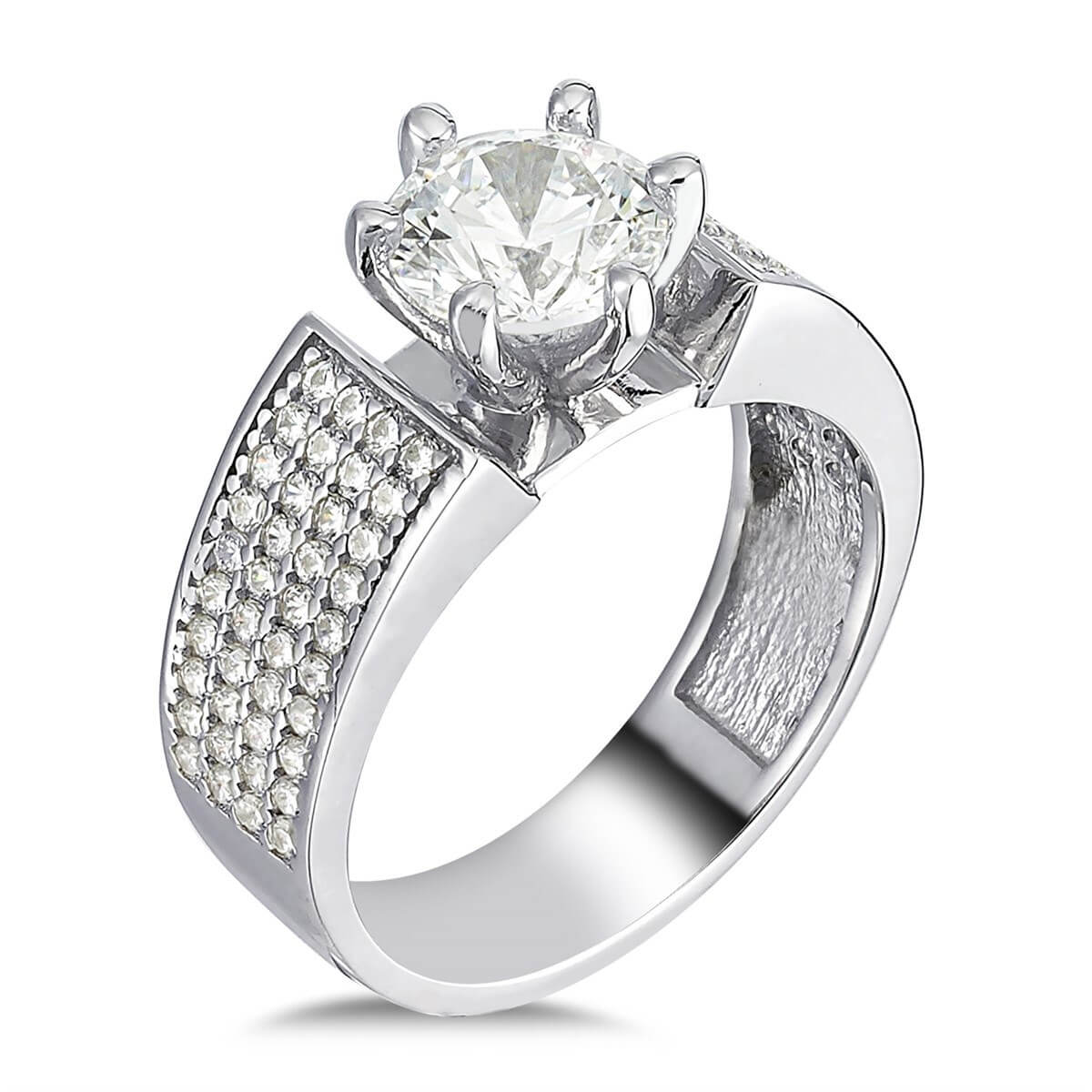 Swarovski Zirkon Taşlı  Gümüş Tektaş Yüzük