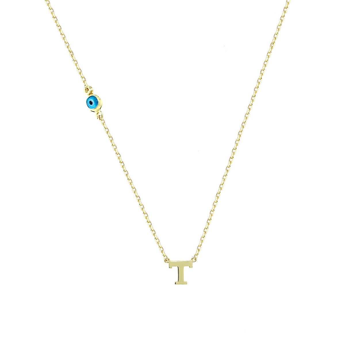 T Harfli Nazar Boncuklu Altın Kolye KLA 209 01 00 0T