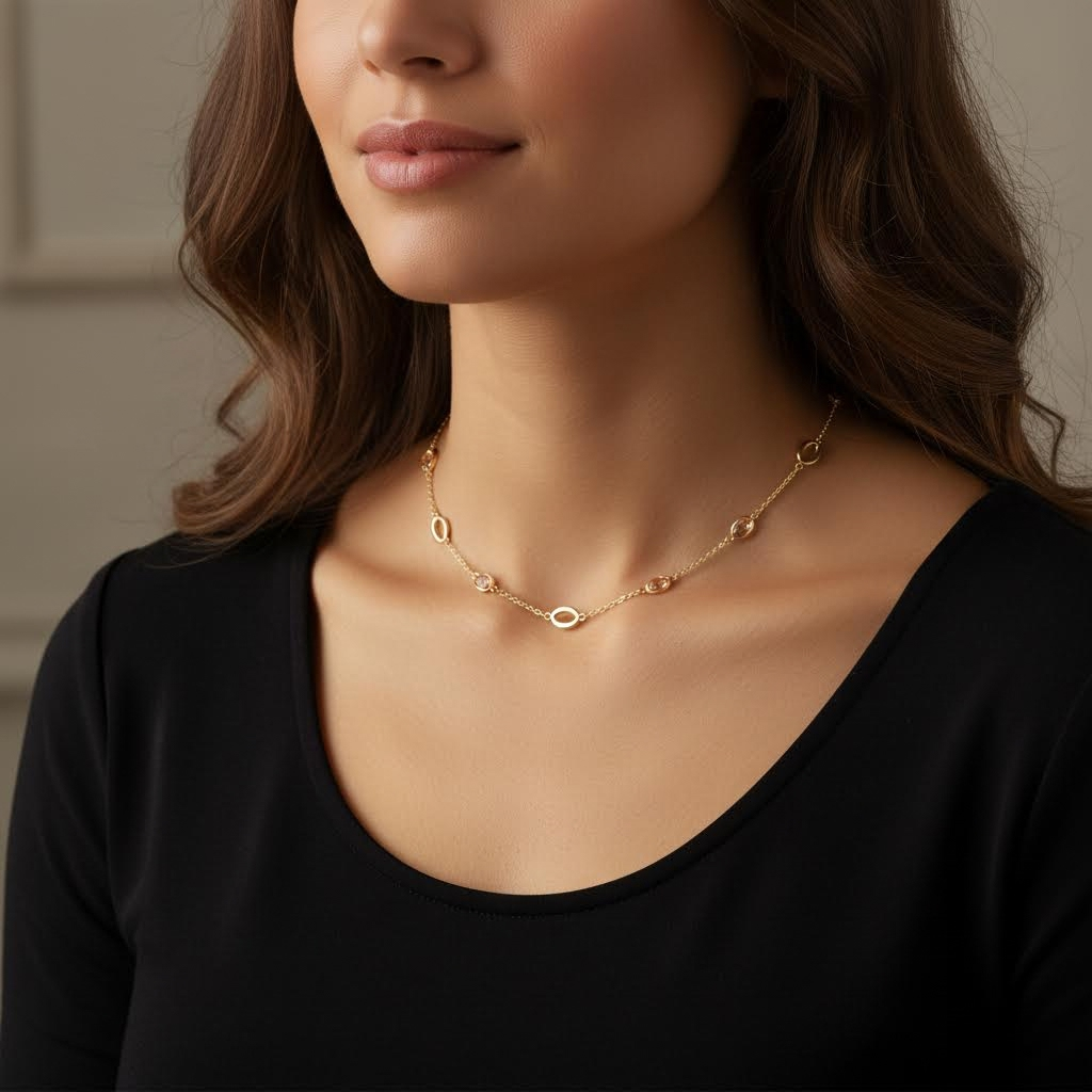 Taşlı Altın Kolye 