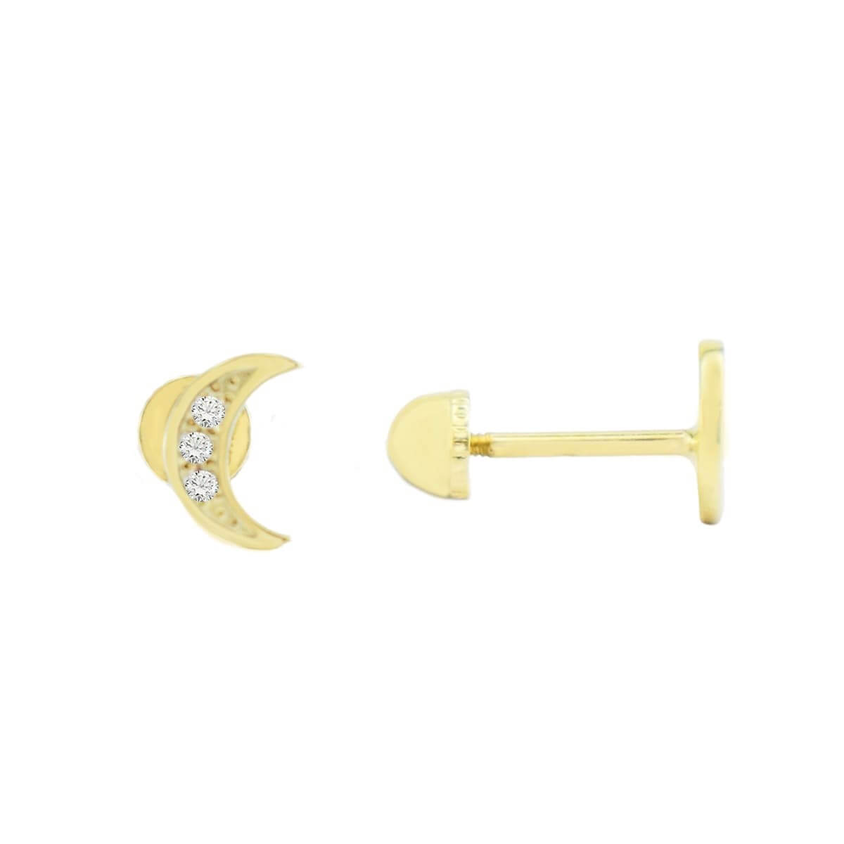 Taşlı Ay Figürlü Tragus Piercing Altın Küpe KPA 186 01 05 00