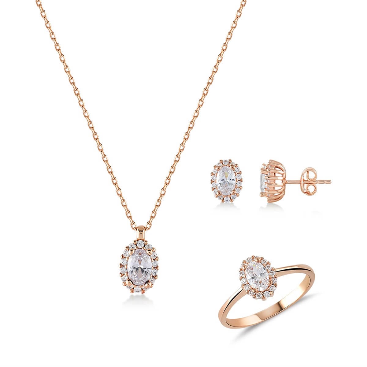 Taşlı Gümüş Fantezi Set