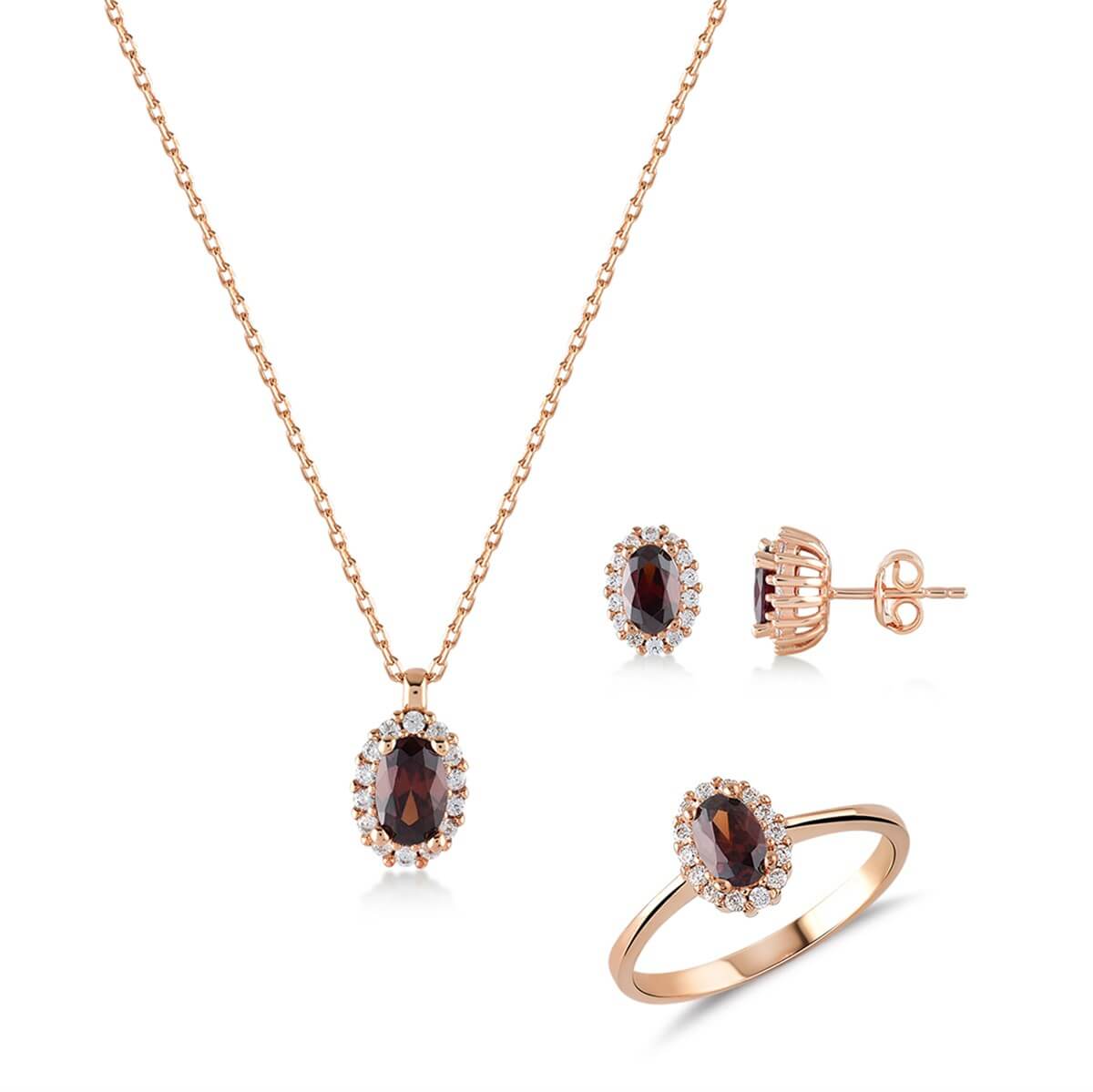 Taşlı Gümüş Fantezi Set
