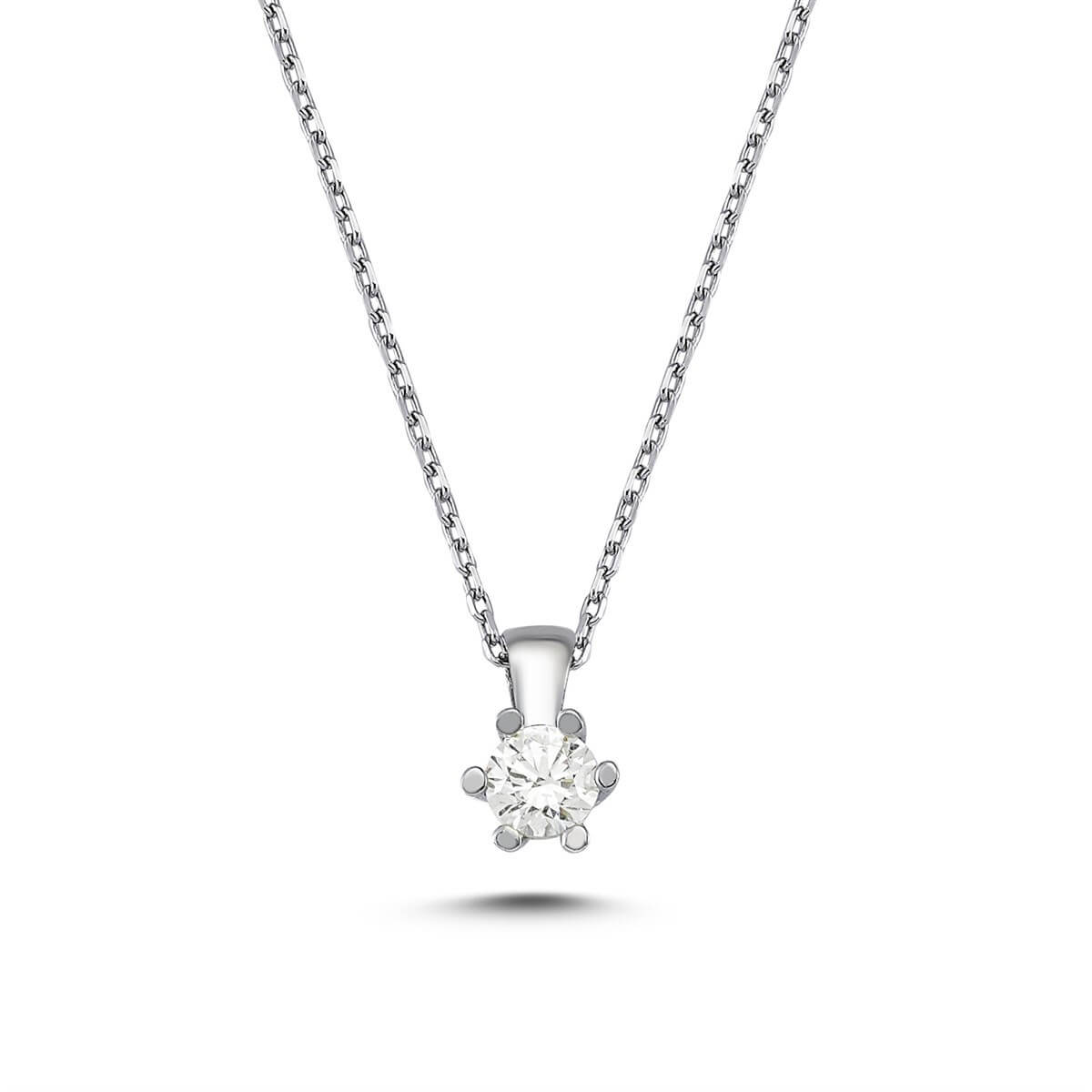 Tektaş Gümüş Swarovski Taşlı Kolye