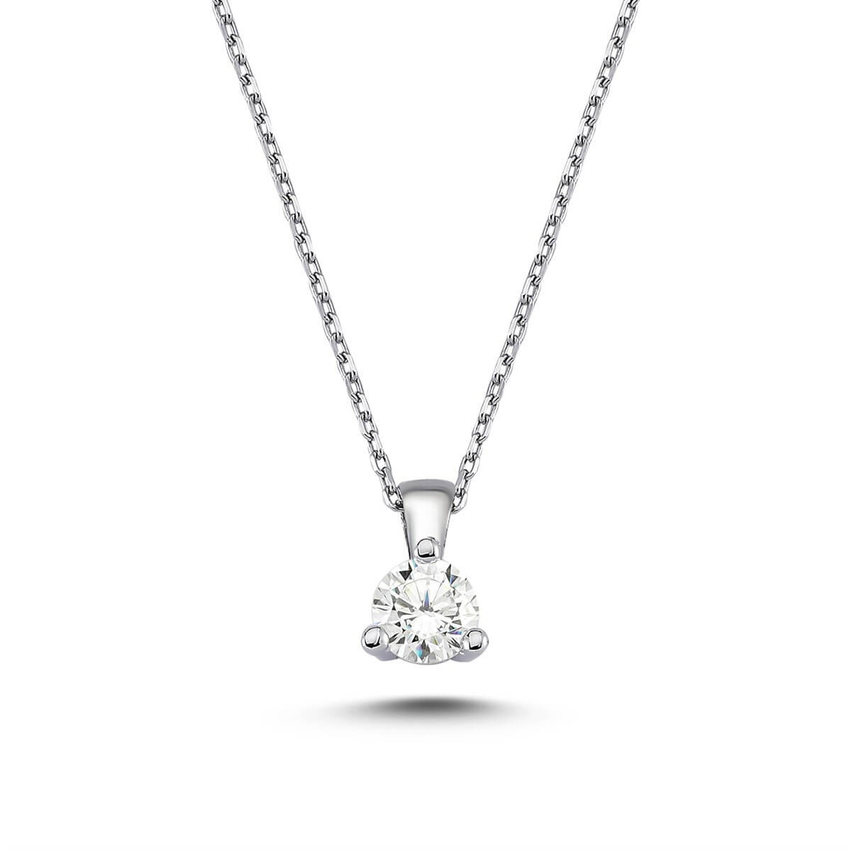 Tektaş Gümüş Swarovski Taşlı Kolye
