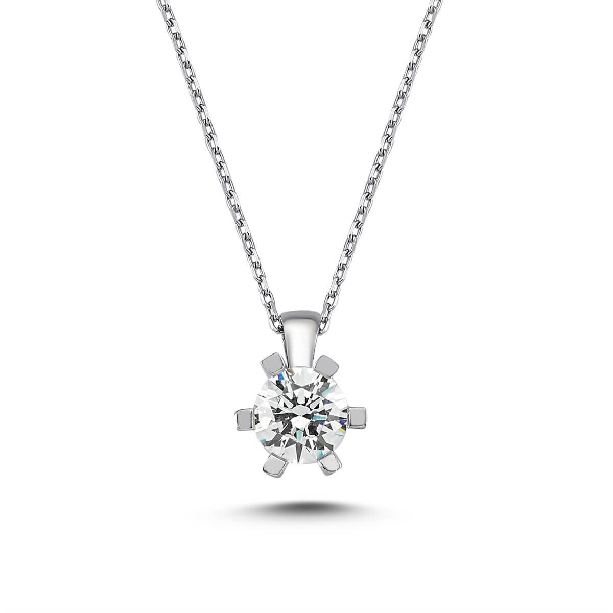 Tektaş Gümüş Swarovski Taşlı Kolye