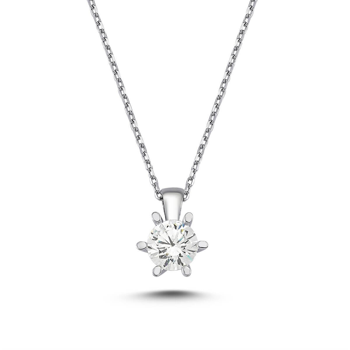 Tektaş Gümüş Swarovski Taşlı Kolye