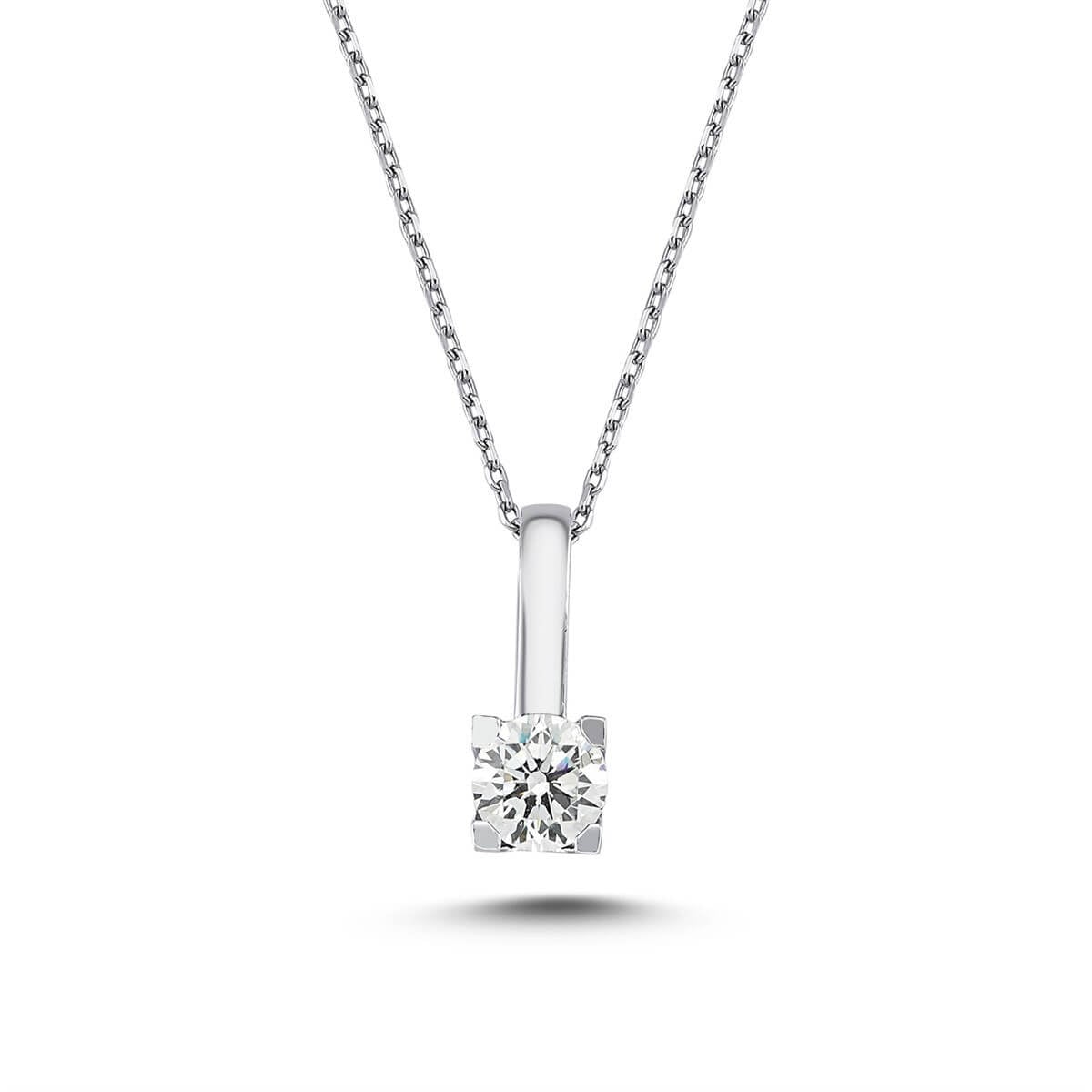 Tektaş Gümüş Swarovski Taşlı Kolye