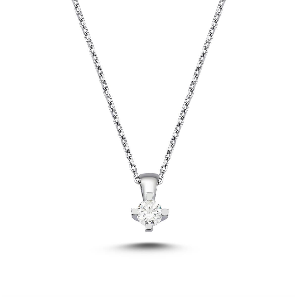 Tektaş Gümüş Swarovski Taşlı Kolye