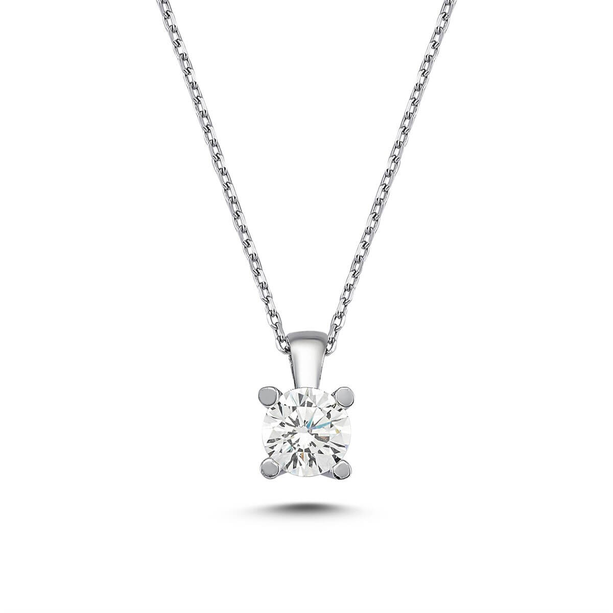 Tektaş Gümüş Swarovski Taşlı Kolye