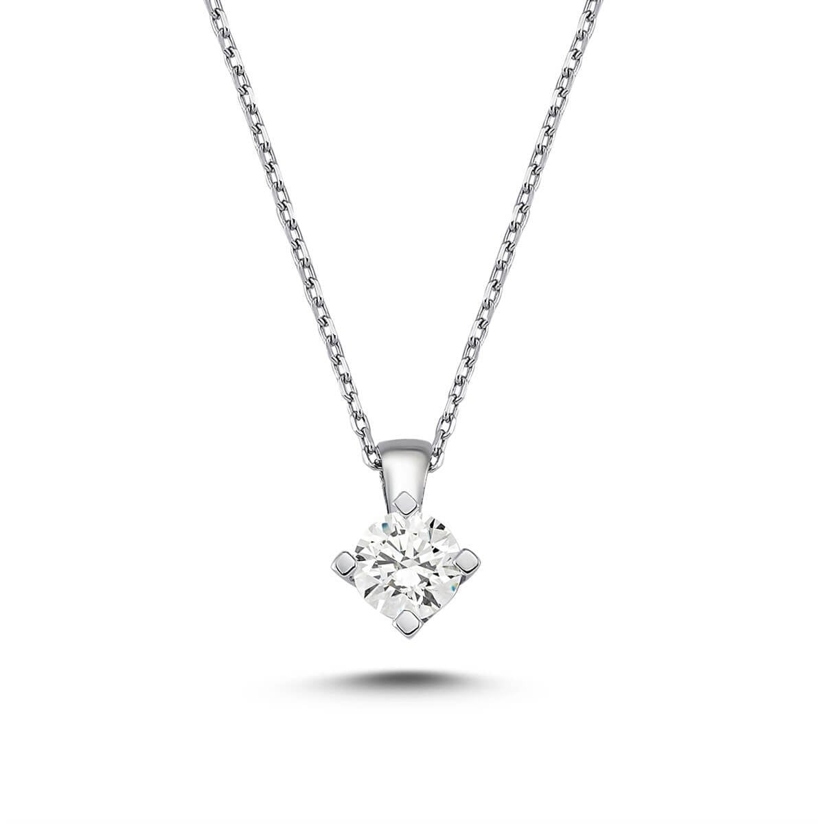 Tektaş Gümüş Swarovski Taşlı Kolye