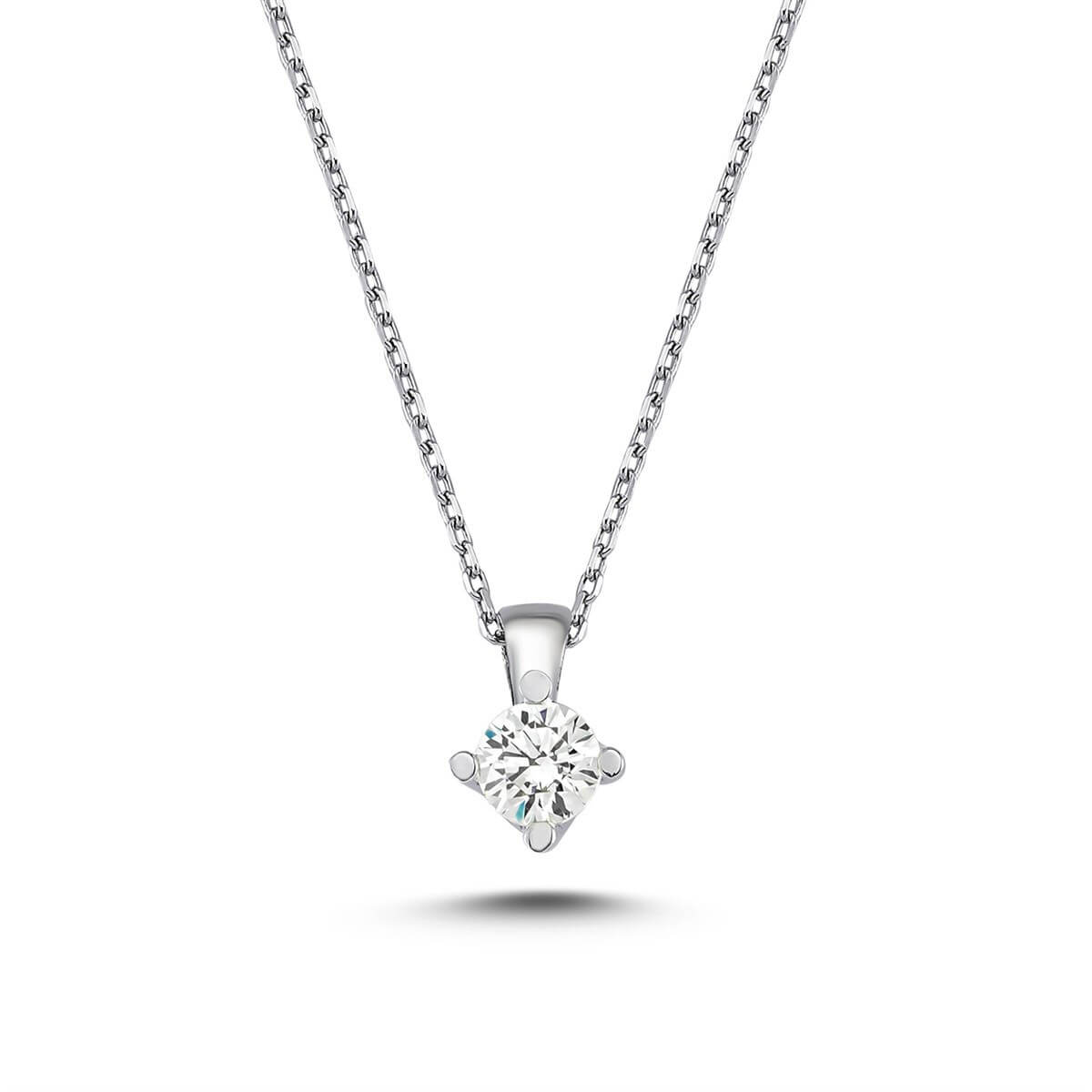 Tektaş Gümüş Swarovski Taşlı Kolye