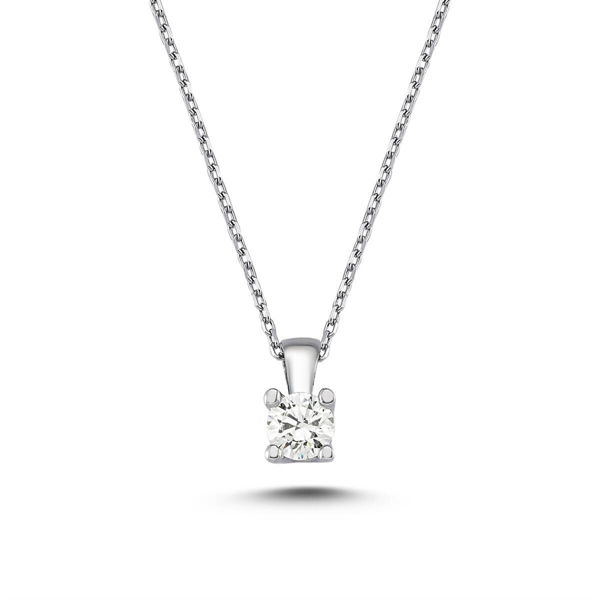 Tektaş Gümüş Swarovski Taşlı Kolye