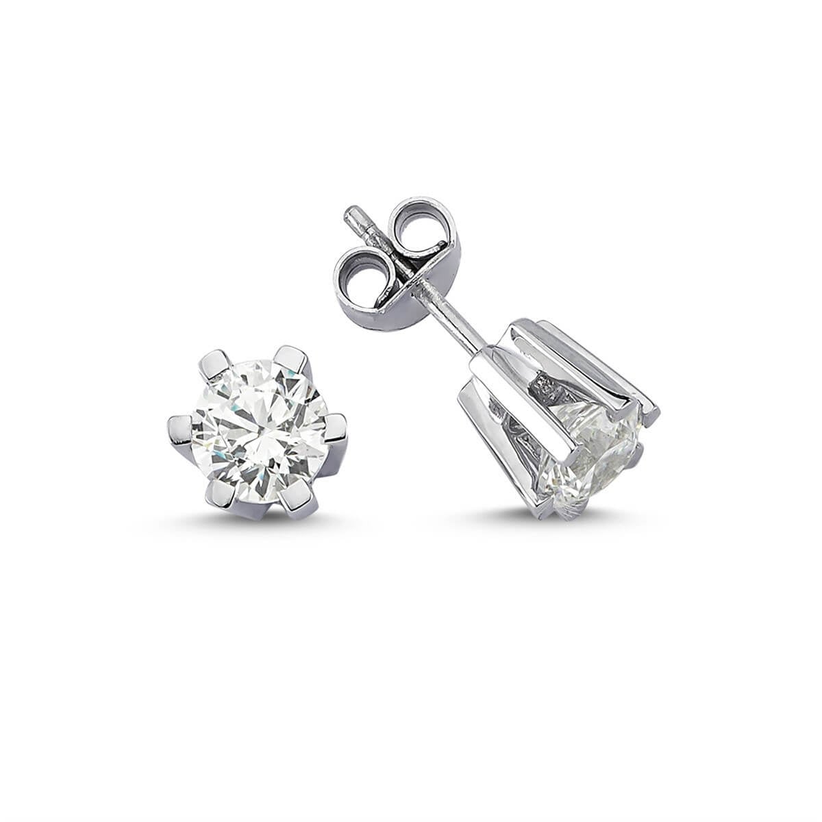 Tektaş Gümüş Swarovski Taşlı Küpe