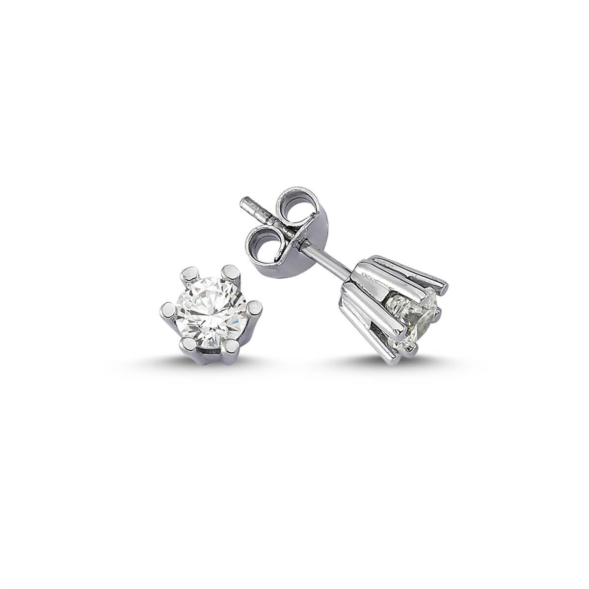 Tektaş Gümüş Swarovski Taşlı Küpe