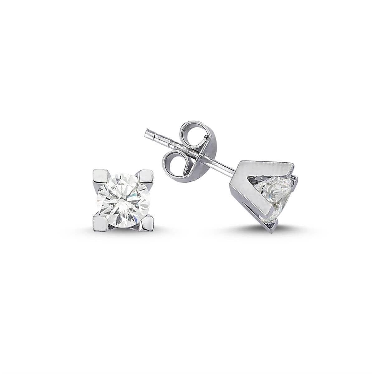 Tektaş Gümüş Swarovski Taşlı Küpe