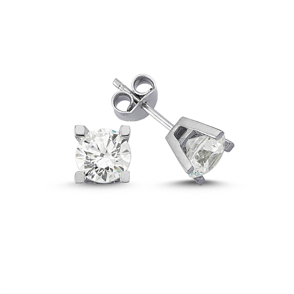 Tektaş Gümüş Swarovski Taşlı Küpe