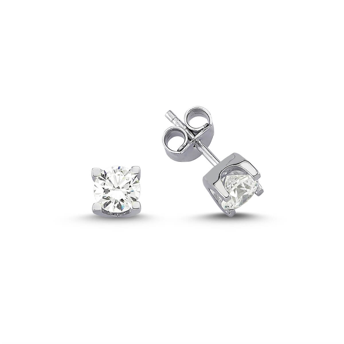Tektaş Gümüş Swarovski Taşlı Küpe